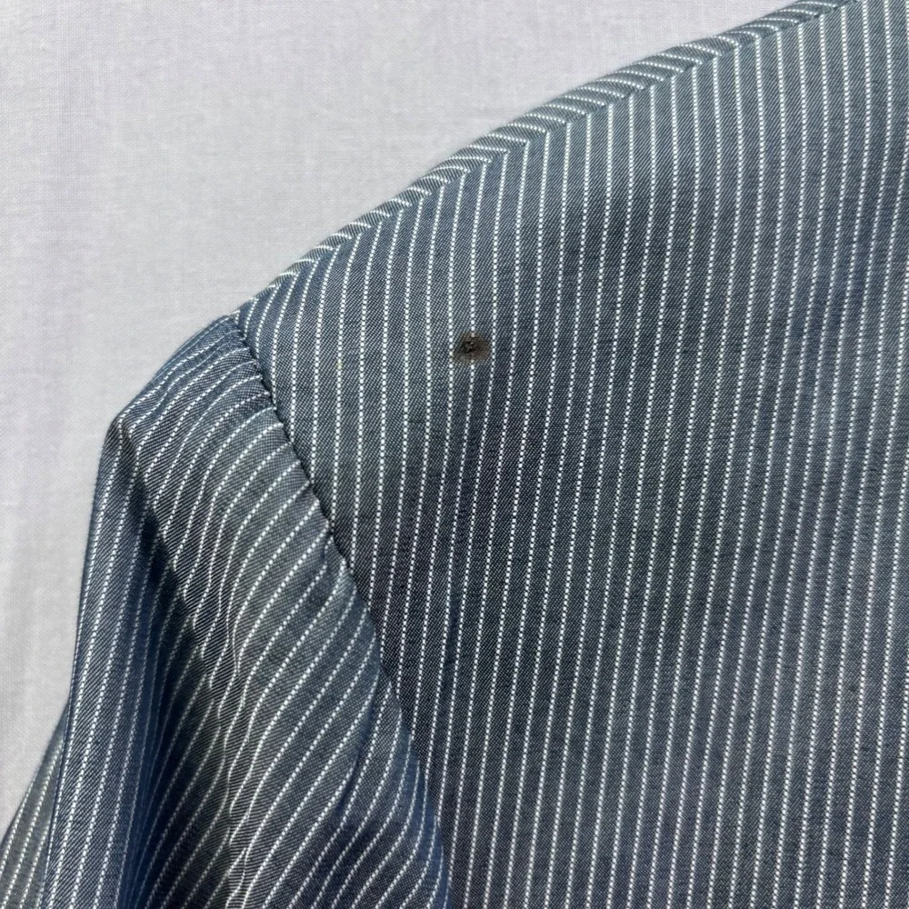 Alfani Mens XL Blue Pinstripe Two Button Blazer Cotton Blend Stretch Jacket